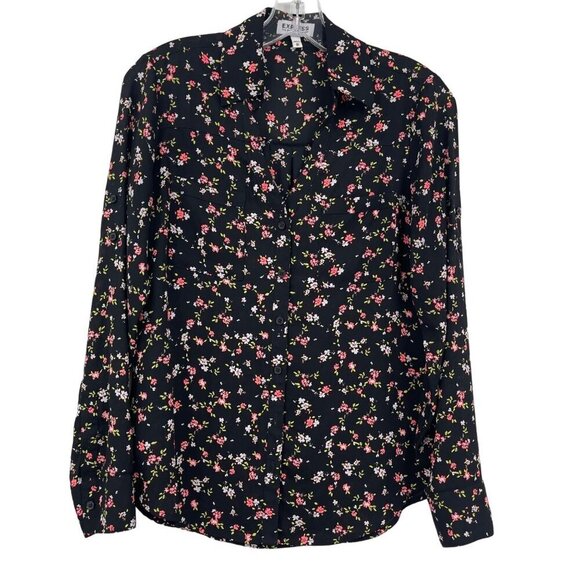 Express The‎ Portofino Shirt Women's XS Floral Polyester Long Roll Tab Sleeves - Picture 1 of 8